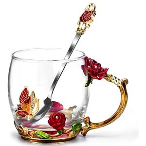 Dainty Glass Tea Cup with Spoon